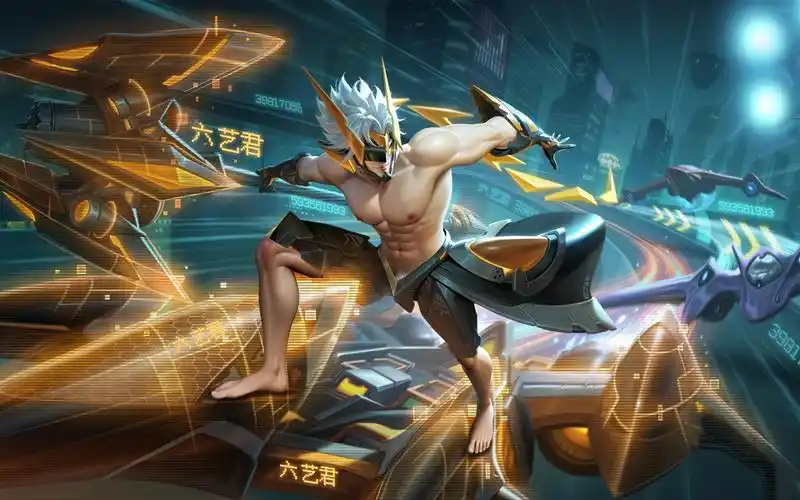 荣耀清凉装更衣室—孙策-末日机甲,江东小霸王的机甲装扮,男英雄腹肌