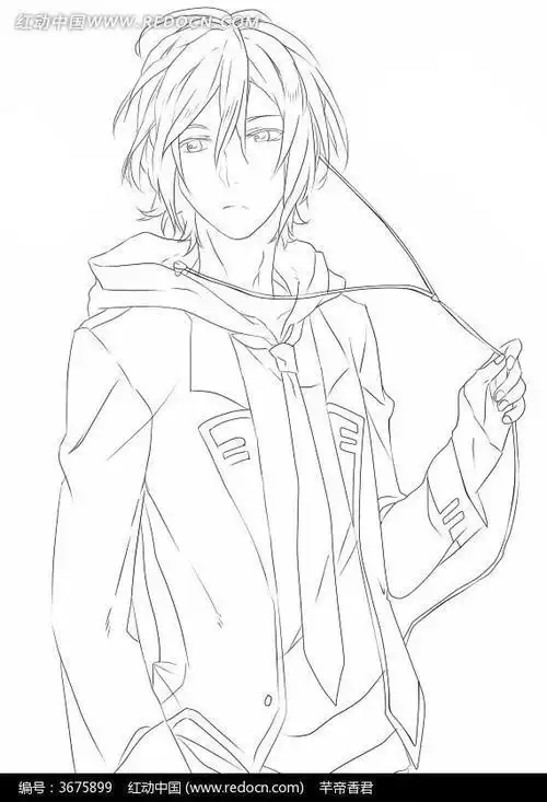 花和男孩的漫画简笔画