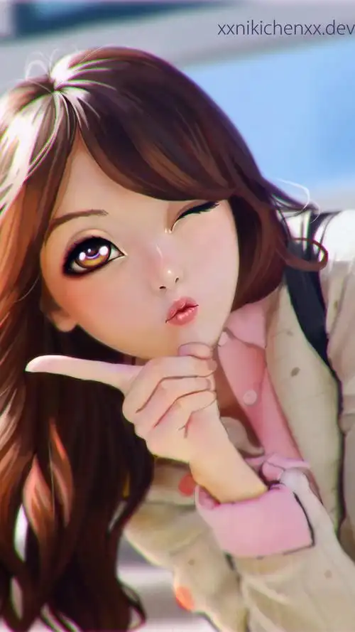 做萌表情的大眼动漫妹子3d画风人像,高清图片,手机壁纸