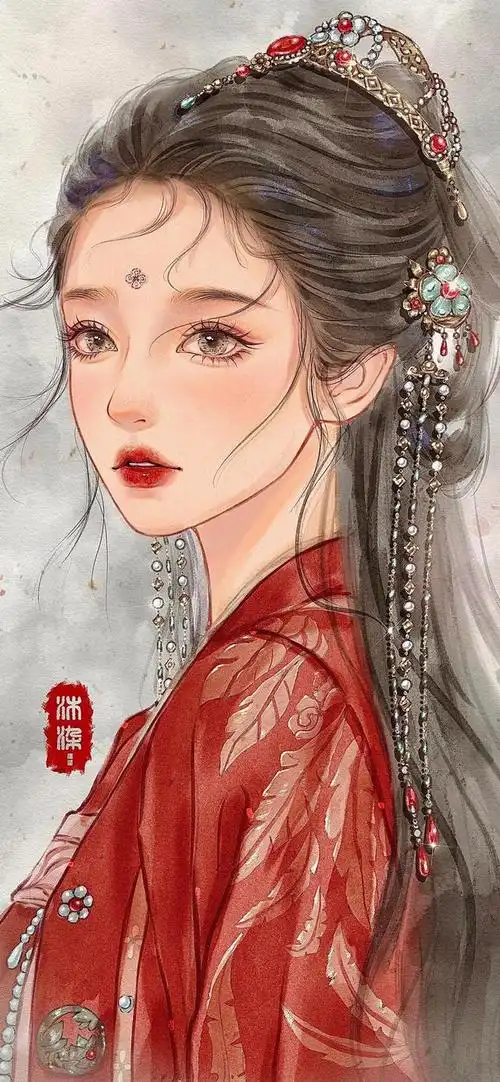 余生再无倾城色,一草一木皆相思.手绘古风女生插画壁纸