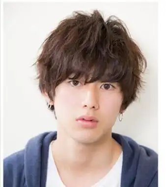 男生蓬松全头微卷发造型 好看的男生卷发图片