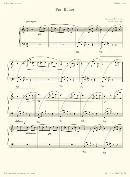 钢琴谱 - fur elise-agnesng版