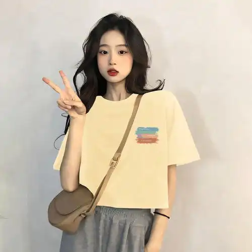 5122女内搭洋气衣服学院风白t上衣网红女装直播中国风短袖t恤女夏