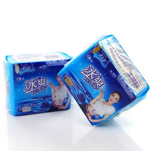 正品邦尔舒冰爽卫生巾320mm超长长夜用亲肤棉20片装卫生巾