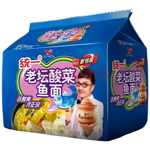 统一 方便面 五合一 老坛酸菜鱼味 方便面 五连包