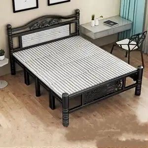 家用折叠床单人双人床1.5米木板午休床出租屋简易铁架床1.2米加固