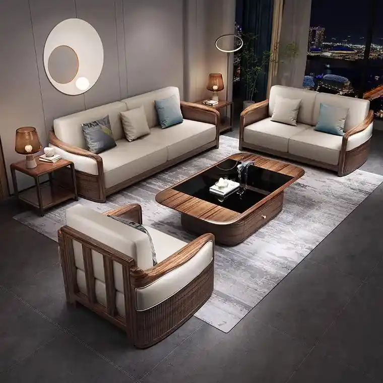 现代新中式乌金木沙发轻奢简约客厅高档家具.