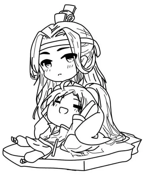 黑白线稿橡皮章素材魔道祖师动漫忘羡腐