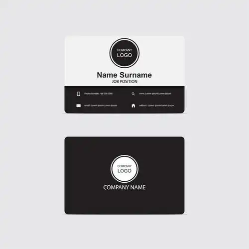现代黑白色名片设计样板矢量图