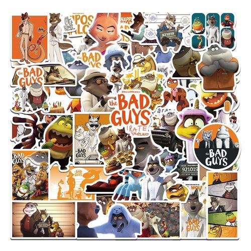 52张动画坏蛋联盟贴纸diy装饰吉他行李箱笔记本电脑防水diy贴画