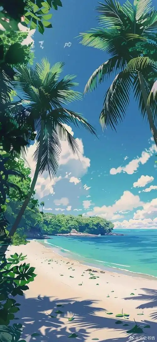 夏日,海水,沙滩,椰树,风景……高清舒适壁纸.