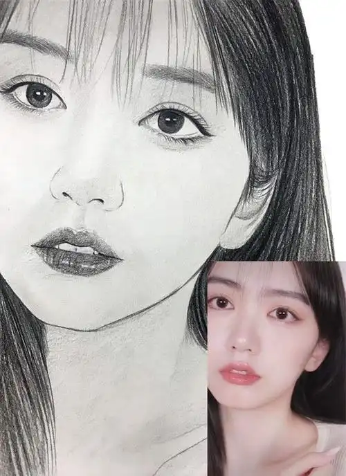 爱画画的子衿素描画像彩铅画油画代画真人照片肖像画人物转手绘画人像