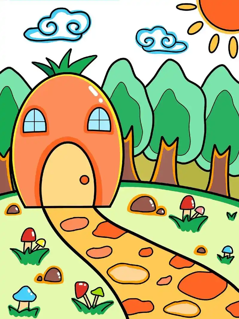 风景 萝卜房子儿童简笔画.咦?好大的萝卜09.不对,是小兔 - 抖音