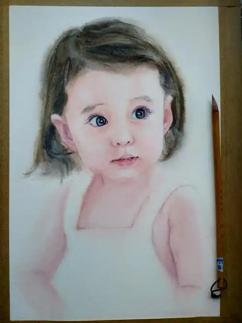 水彩人物可爱儿童肖像绘画过程囤爱童画师吴晓作品