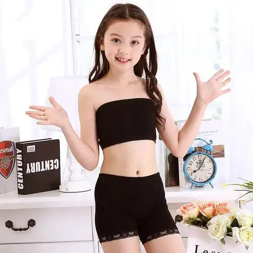 内衣 女式内裤 佳袖 女童抹胸无肩带小学生跳舞表演打底抹胸内裤套装
