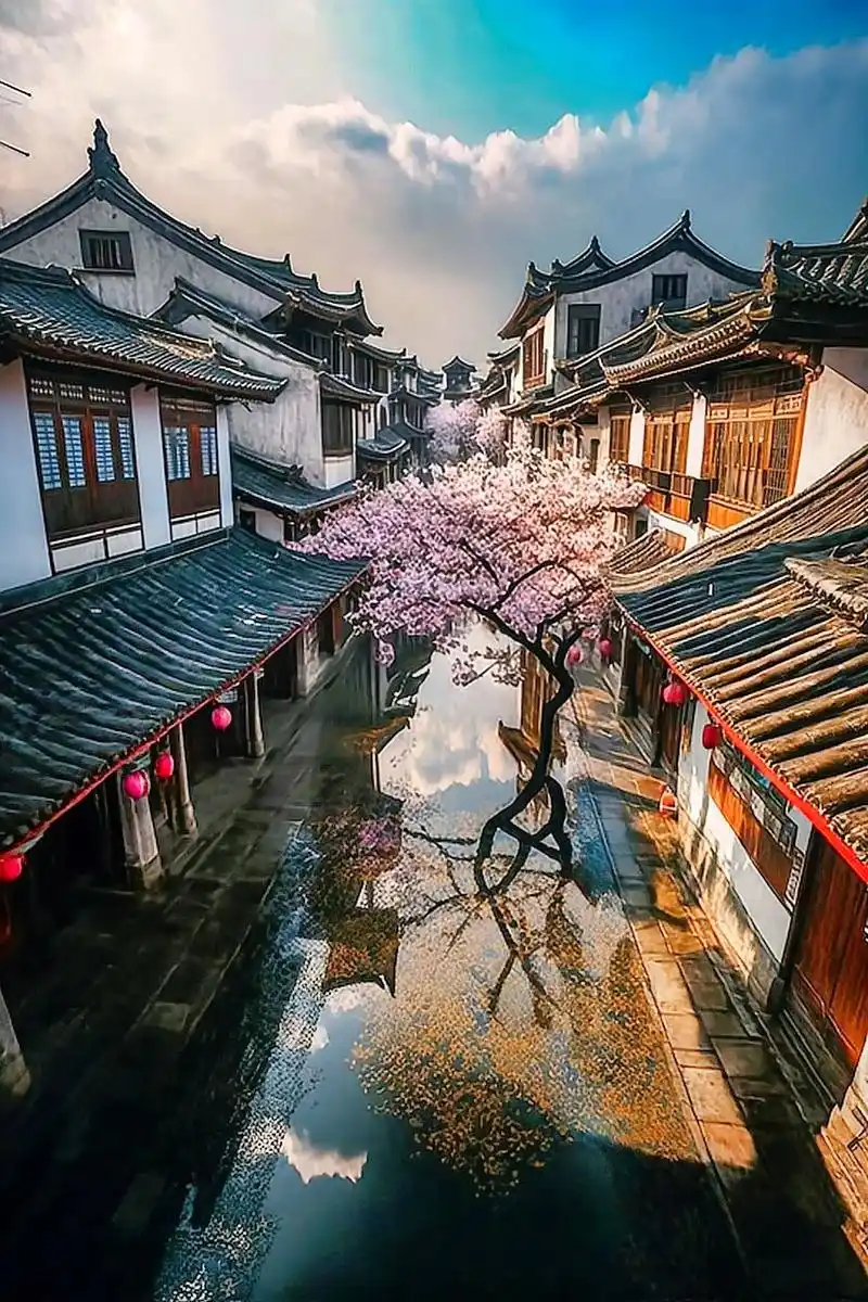 风雨中的江南古镇,你被她迷人的景色吸引了吗?#手机壁纸