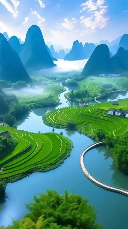 这里不是日本,不是瑞士,不是芬兰,而是我们中国广西梯田风景美 - 抖音