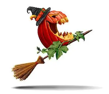 万圣节南瓜和女巫扫帚作为一个古老的魔法 besom 为一个神奇的杰克 o