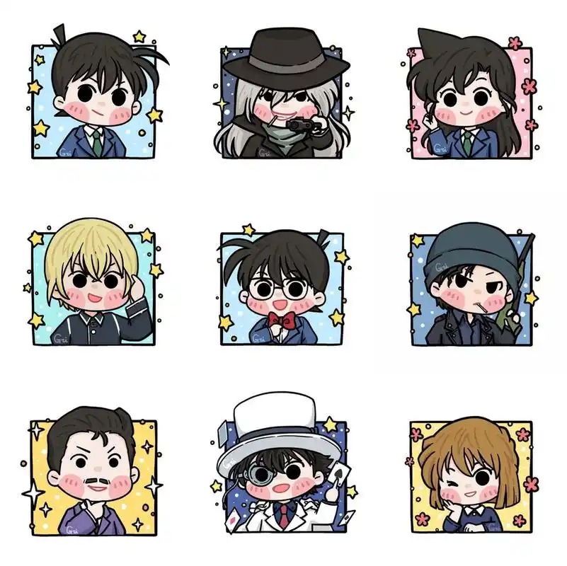 🎨萌小g爱涂鸦 《名侦探柯南》q版头像无水印 柯南系列完成了 旁边