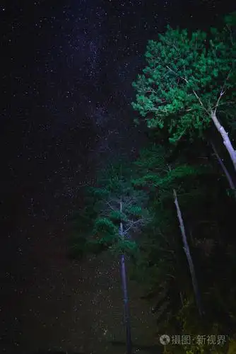 夜空中有星星.长曝光照片