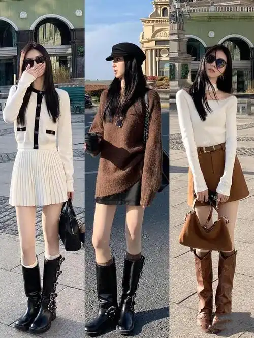 在2024年,一股时尚潮流席卷而来——长靴搭配短裙的组合,为女性营造出