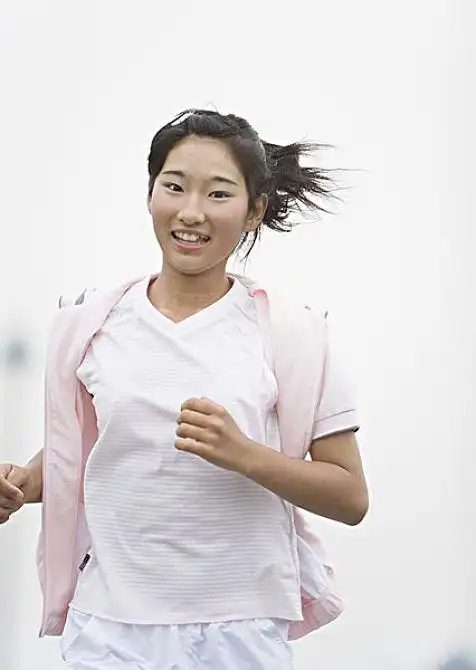 跑,女孩,马尾辫