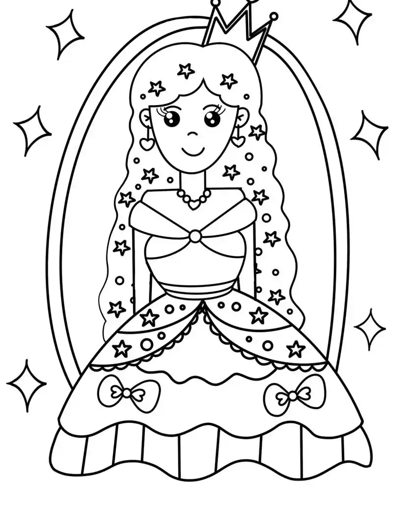 小公主 👸小女孩👧 简笔画 创意画 儿童画 带线稿哦 #儿童简笔画#