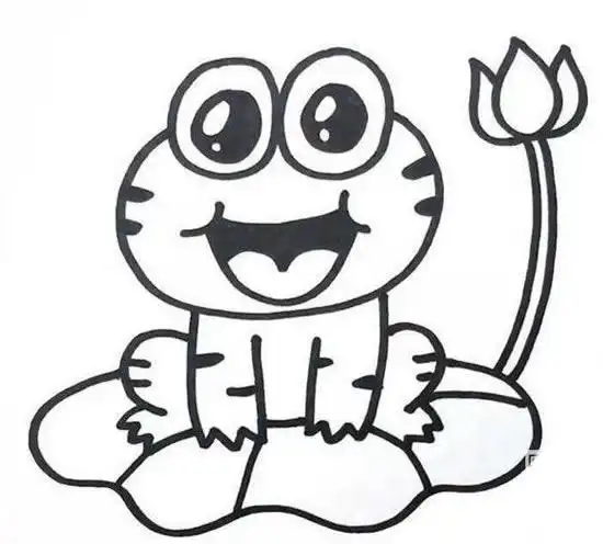 蹲在荷叶上的可爱青蛙简笔画图片
