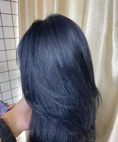 3度低色怎么染蓝黑色头发,三度色如何染出蓝黑色图5