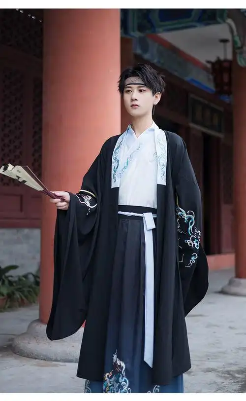 原创全套汉服男加大码传统刺绣魏晋风大袖衫渐变内搭帅气古风日常汉服