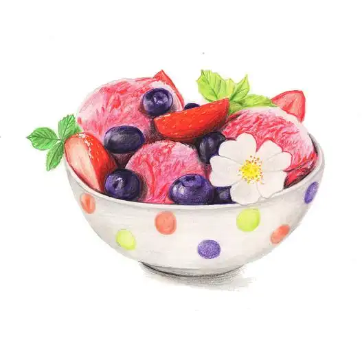 【驴大萌彩铅教程188】手绘美食 甜品 草莓冰淇淋雪球