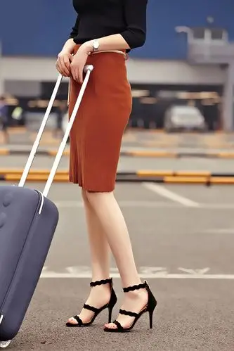 柚子家羊皮性感细带高跟凉鞋