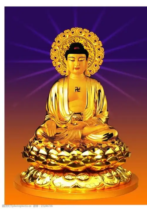 金身阿弥陀佛莲台庄严坐像图片