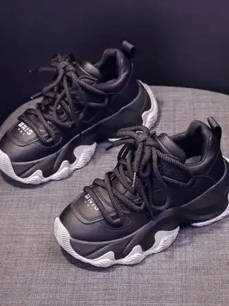 今年流行鞋子新款秋百搭显脚小老爹鞋女松糕厚底小个子运动鞋黑色35