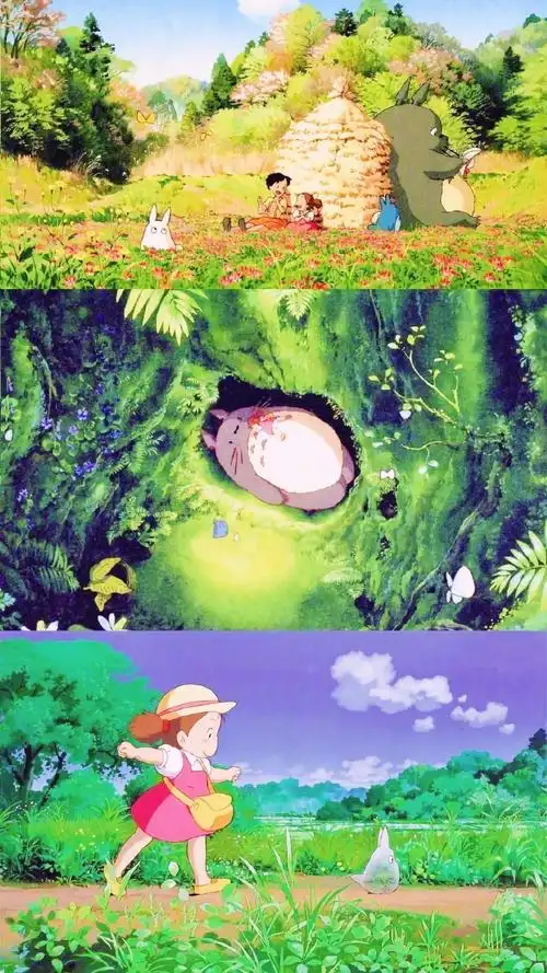 宫崎骏动漫场景拼接手机壁纸