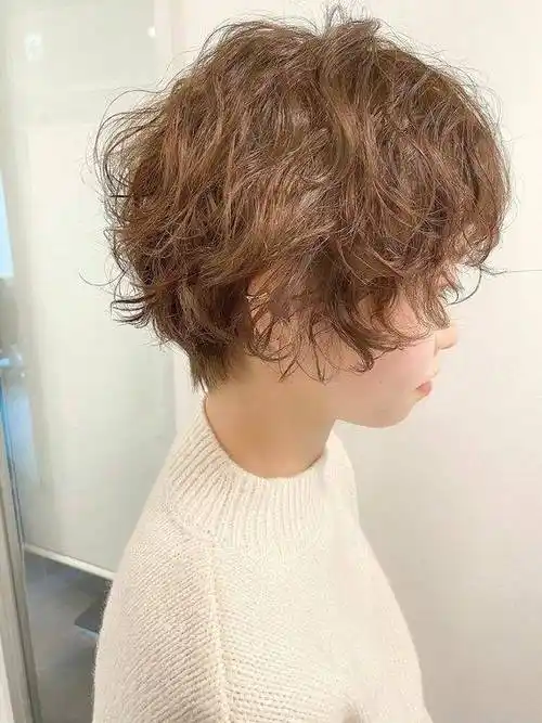 首先,纹理烫为女士短发带来了更为多样化的造型可能.