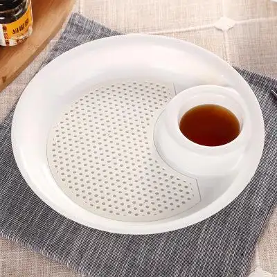 创意多功能吃饺子盘双层沥水大号饺子盘自带酱醋碟塑料饺子盆