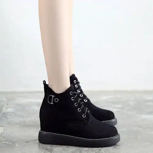 靴子女鞋小个子秋冬季内增高马丁短靴