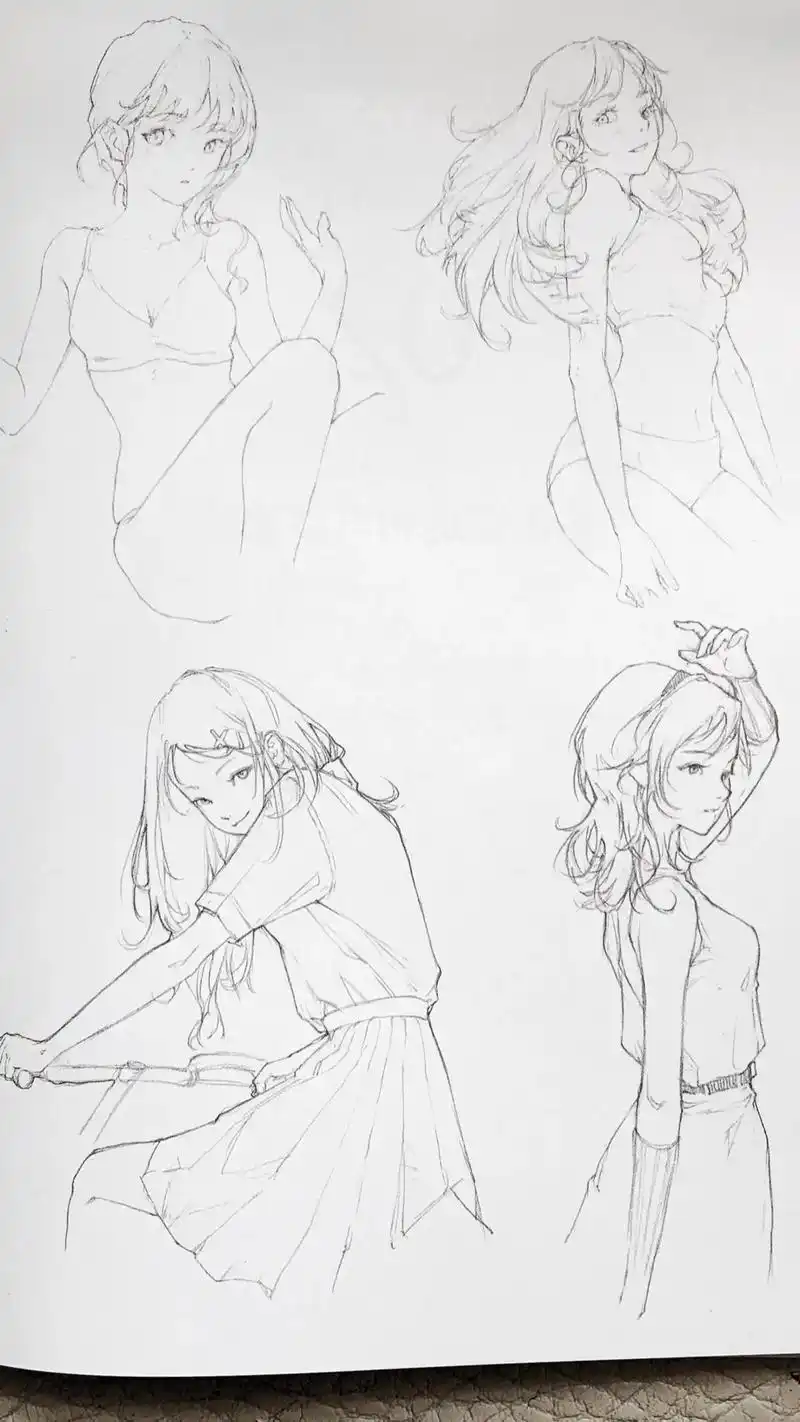 少女线稿 画风细腻.#手绘 #动漫人物绘画 #日常瞎画 #少 - 抖音