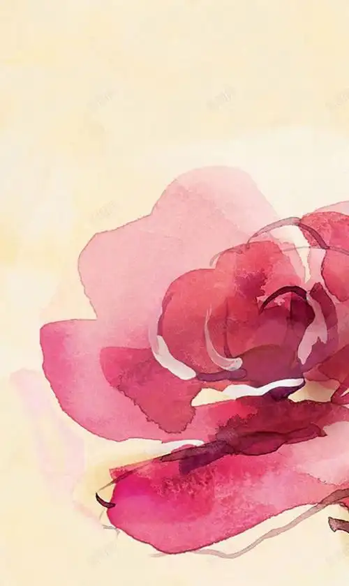 水彩手绘粉色花朵插画
