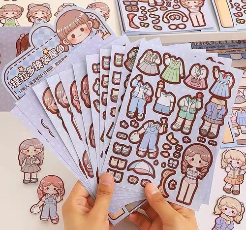 提拉多换装校园穿搭diy人物少女心儿童手帐账贴纸益智玩具贴画