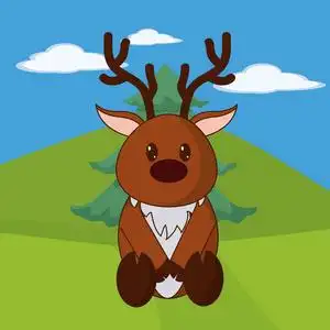 小鹿可爱动物景观卡通矢量插图平面设计照片