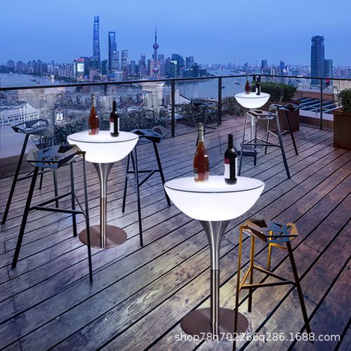发光高脚桌酒吧桌椅组合散台商用清吧夜场休闲创意圆形户外吧台桌