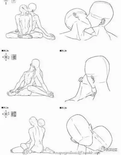 【绘画素材】亲亲抱抱举高高!超有爱的情侣姿势绘画参考呀