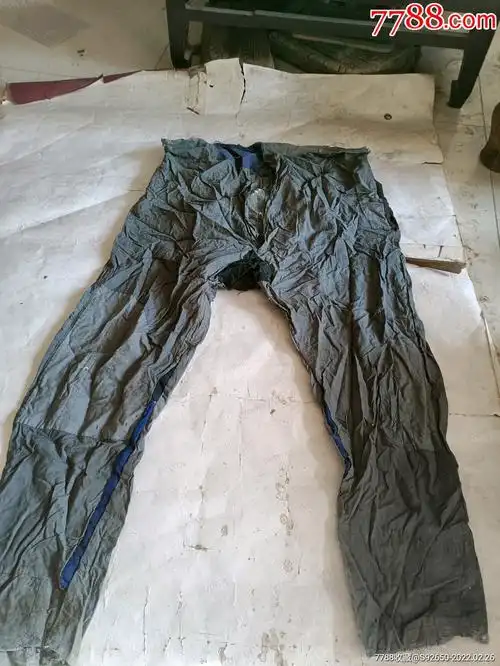 怀旧老手工补丁落色灰布裤