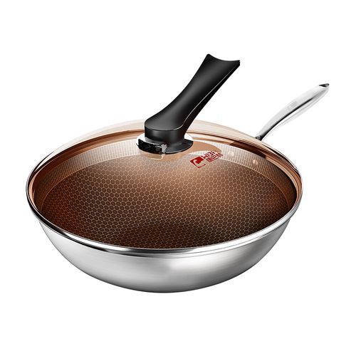 炒锅康巴赫二代不锈钢蜂巢平底不粘锅家用德国电磁炉炒锅