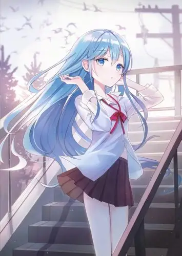 出单蓝发高冷动漫女