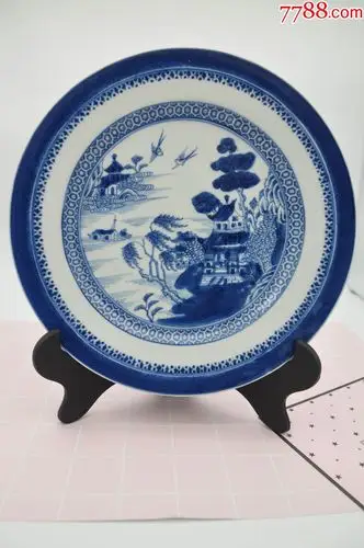清中期青花山水盘-青花瓷-7788青花瓷收藏