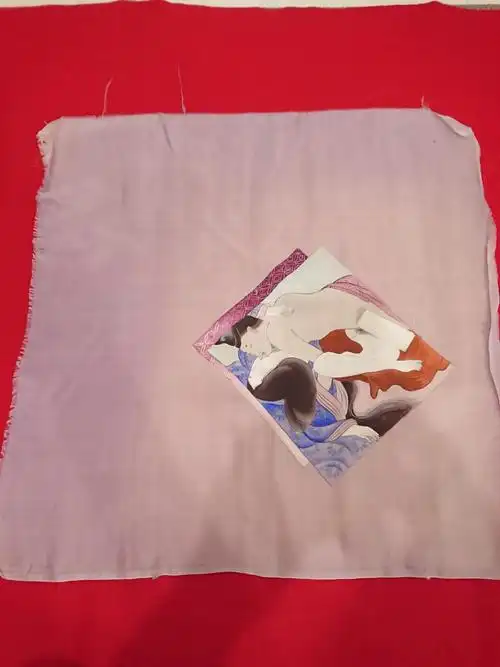 肉笔 春画 艶本 正绢 羽裏 端切れ☆彩色 枕絵 浮世絵 珍品 希少 コレ