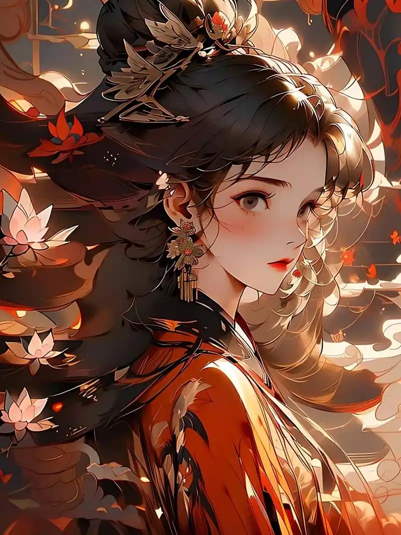 唯美画风的古装女子 prompt 杰作,古装美女,泼墨,国风,荷花般的美少女